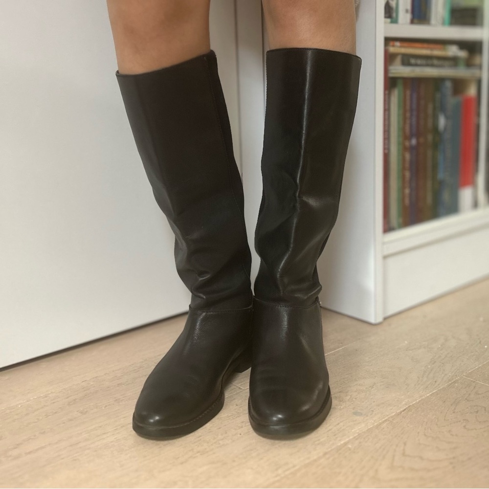 Cole Haan Adler Leather Black Lnee-High Boots Size 7 1/2B